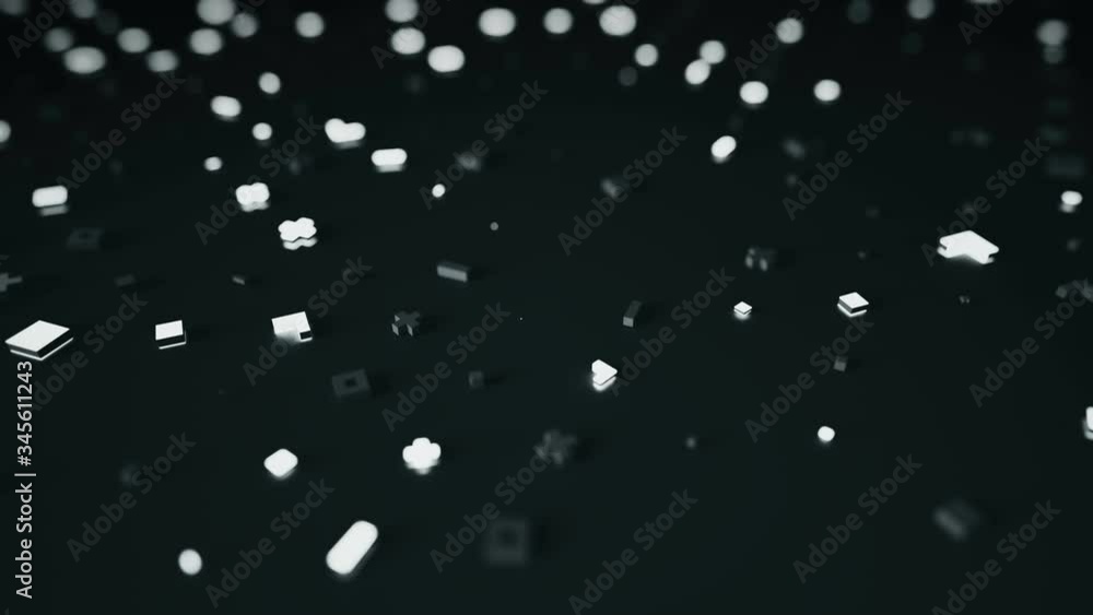 Poster abstract glowing shapes. modern technology or science fiction concept. seamless loop dolly shot anim