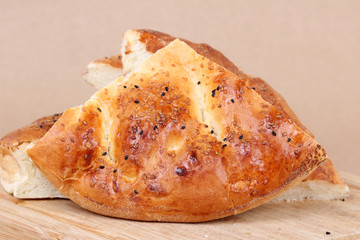 Ramadan Pita (Ramazan Pidesi) Traditional Turkish bread for holy month Ramadan.