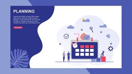 Website or landing page of Planning schedule and calendar concept.vector illustration