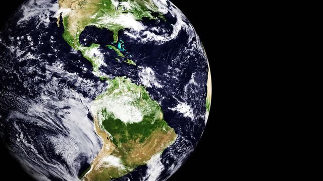 Central america world globe shows americas from satellite - 3d video