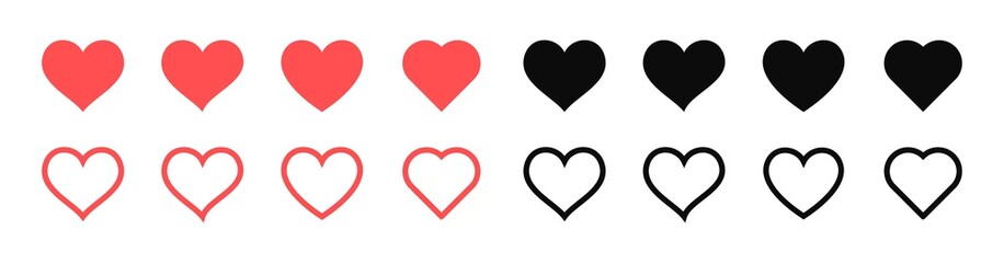 Like and Heart icon. Live stream video, chat, likes. Social nets like red heart web buttons isolated on white background. Vector illustaration.