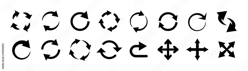 Poster big circle arrow set. pictogram refresh reload. element for websites. vector illustration.