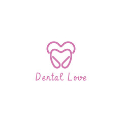 Dental logo dentist vector design with concept of heart love symbol and tooth icon . Dental care for hospital, doctor, clinic, and health.