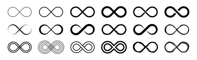 Set of infinity icons. Unlimited infinity, endless, logos. Vector illustration. - obrazy, fototapety, plakaty