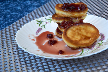 Lush pancakes on homemade kefir.