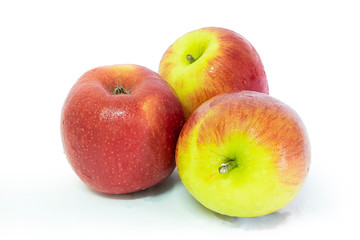 Three fresh Apple fruit isolate on white background. selective focus, soft focus.