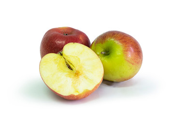 Three fresh Apple fruit isolate on white background. selective focus, soft focus.