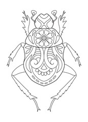 Coloring page. Antistress coloring book for adults. Abstract beetle