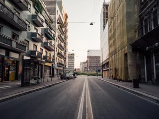 Fotobehang View of the empty streets in Milan, Italy because of coronavirus outbreak and city lockdown © Eugenio Marongiu