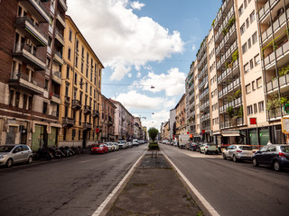 View of the empty streets in Milan, Italy because of coronavirus outbreak and city lockdown