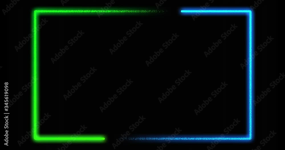 Poster neon border frame background in green and blue - seamless animation loop