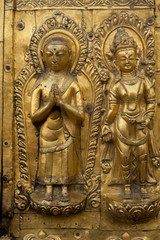 Details at Swayambhunath Temple Complex - Buddhist Center and Village on the Outskirts of Kathmandu in Nepal