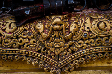 Details at Swayambhunath Temple Complex - Buddhist Center and Village on the Outskirts of Kathmandu in Nepal
