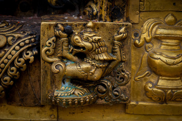 Details at Swayambhunath Temple Complex - Buddhist Center and Village on the Outskirts of Kathmandu in Nepal