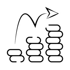 Vector illustration. Financial graph with coins