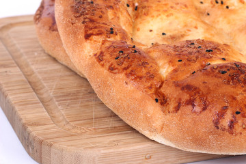 Ramadan Pita (Ramazan Pidesi) Traditional Turkish bread for holy month Ramadan.
