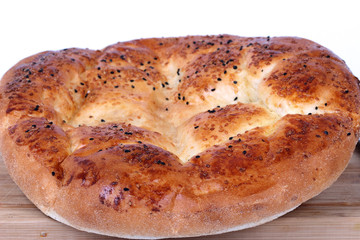 Ramadan Pita (Ramazan Pidesi) Traditional Turkish bread for holy month Ramadan.