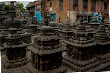 Details at Swayambhunath Temple Complex - Buddhist Center and Village on the Outskirts of Kathmandu...