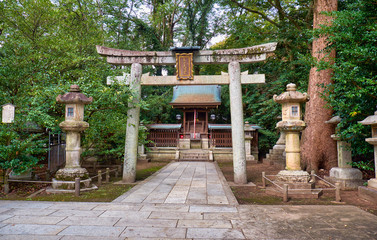 Ayako Tenmangu small shrine on the territory of Kitano Tenmangu shrine. Kyoto. Japan