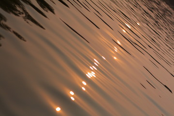 Sun Glare on Water Waves during Sunset