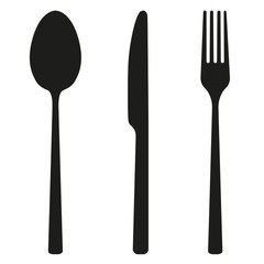 knife, fork and spoon, silverware isolated on white background vector illustration