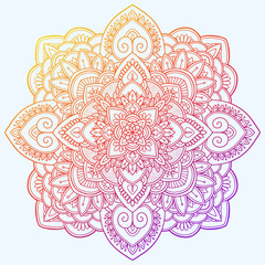 gradient mandala, hand-drawn linear drawing