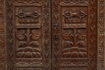 Details at Swayambhunath Temple Complex - Buddhist Center and Village on the Outskirts of Kathmandu in Nepal