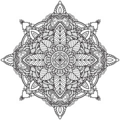 Coloring page. Antistress coloring book for adults. Mandala. Outline drawing
