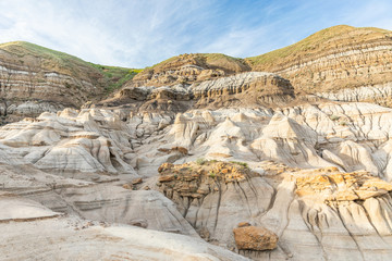 Hoodoos in canyon and valley of Drumheller