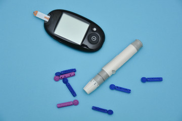 Black Glucose Meter For Diabetic ,white lancet pen and Needles Glucometer 