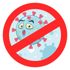 Cartoon virus in stop sign