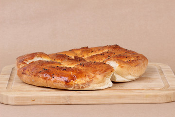 Ramadan Pita (Ramazan Pidesi) Traditional Turkish bread for holy month Ramadan.