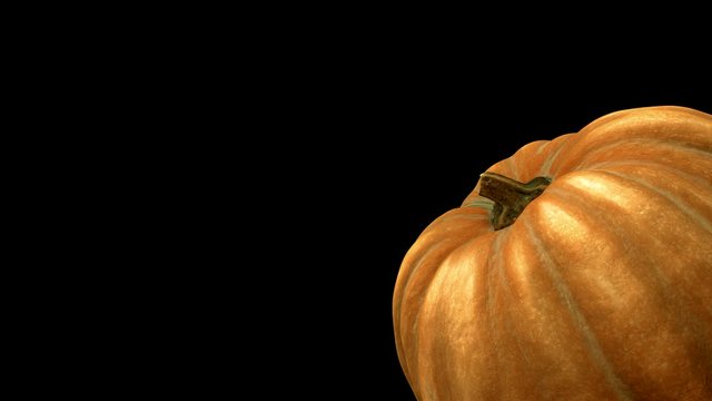 rotating pumpkin on black background with alpha channel . 3d 4K