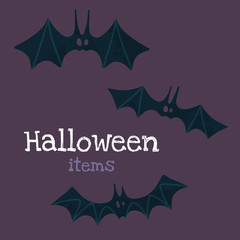 Helloween vector stock illustration with halloween stuff: bats.