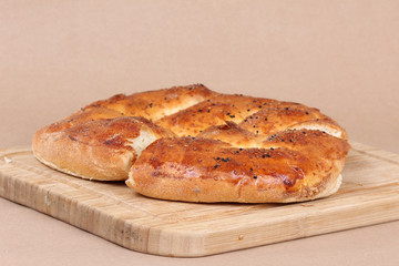 Ramadan Pita (Ramazan Pidesi) Traditional Turkish bread for holy month Ramadan.
