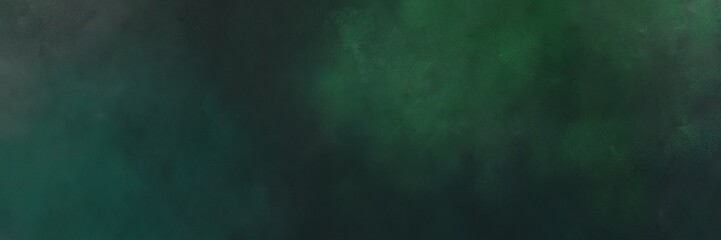 vintage painted art decorative horizontal banner with very dark blue, dark slate gray and sea green color