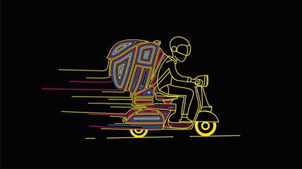 Delivery boy ride scooter delivery service , Order, Fast Shipping, Hand Drawn Sketch Vector Background.