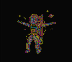 Astronaut in spacesuit, Flat Line Art Design illustration. © Redshinestudio