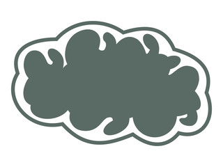 Vector image of the human brain or cloud with  minimum of detail. White contour with dark fill