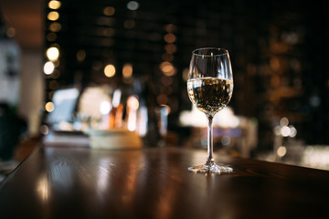 Aesthetic glass of white wine or water 