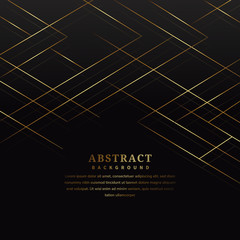 Abstract striped lines gold color on black background. Luxury style.