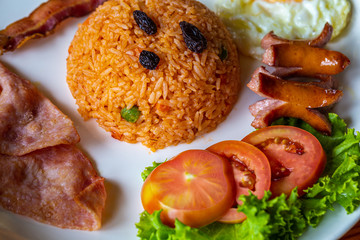 American fried rice,American Fried Rice with egg ham and sausage 