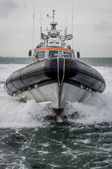The Royal Netherlands Sea Rescue Institution (Dutch: Koninklijke Nederlandse Redding Maatschappij, abbreviated: KNRM) near the coast of Scheveningen, the Netherlands.