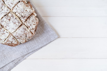 Brown Bread Whole Grain Baked Copy Space Top View