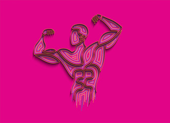 Bodybuilding Sport and activity Line Art drawing, Vector Illustration