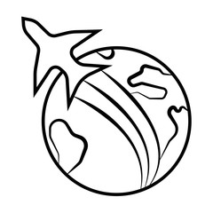 World travel concept: the Earth and a plane