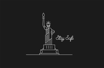 USA Statue of Liberty Landmark. Stay Safe Patriotic America vector illustration