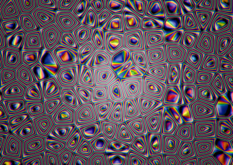 A 3D rendering of rainbow light spectrum colours geometry polygon pattern
