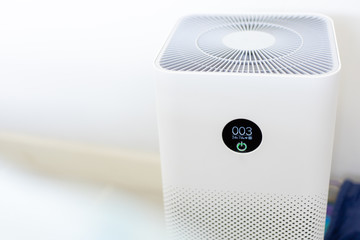 Close-up of an air purifier in the house