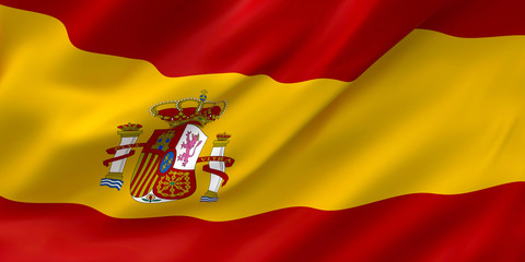 National Fabric Wave Closeup Flag of Spain